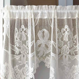 Triogift  1PC Lace Floral Short Curtain for Kitchen Small Window Sheer Drape Porch Cabinet Study  Special Rod Pocket #E