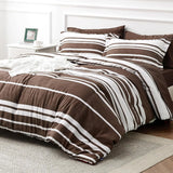 Triogift Comforter Set, Striped Bedding Set All Season, Bed in a Bag with Comforter, Sheets, Pillowcases & Shams, Twin, Cal King