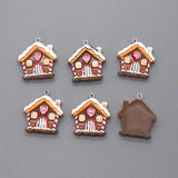 Triogift 10pcs Christmas Snow House Resin Charms Kawaii Cartoon Pendant For Earring DIY Jewelry Make