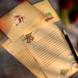 Triogift 6pcs Vintage Christmas Kraft Letter Paper Santa Claus Snowman Letter Pad Gift Envelopes Xmas Party DIY Invitation Greeting Card