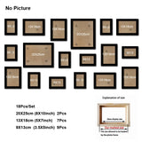 Triogift 18Pcs/Set Photo Frames Black White Picture Frame For Picture Wall Hanging With Plexiglass Classic Mdf Group Frame Photo Decor