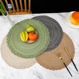 Triogift 8PCS Decor Table Products Woven PlacematS Heat MATS  Round Tables  Placemats Coasters Party Wedding Home Decoration Props