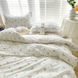 Triogift Single Double Bed Floral Duvet Cover 100% Cotton Duvet Cover Autumn and Winter Bedding