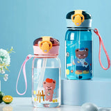 Triogift  -  1pc 400ml Kids Water Sippy Cup With Straw Cartoon Leakproof Water Bottles Outdoor Portable Drink Bottle Children's Lovely Cup