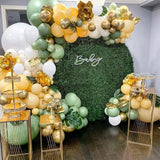 Triogift  40PCS Sage Green Gold White Latex Confetti Balloons Baby Shower Birthday Wedding Party Decorations Globos