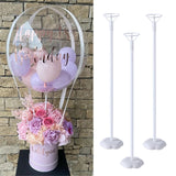 Triogift 1/3Pcs Flower Shape Balloon Stand Base Balloon Holder Column DIY Hot Air Bubbles Gifts Stand Birthday Decors Mothers Day Gifts