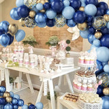 Triogift Blue Metallic Balloons Garland Kit Gold Confetti Balloon Arch Birthday Party Decoration Kids Wedding Birthday Baby Shower Boy