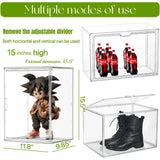 Triogift Boot Storage Boxes Clear Stackable  Bins with Magnetic Lids Adjustable Divider