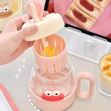 Triogift  -  600ml Kawaii Glass Cup With Lid And Straw For Ice Hot Coffee Water Tea Juice Glass Mug Bottle Aesthetic Large Drink Bottle Gift