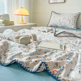 Triogift Summer Quilt French Style Comforter Quilt Flora  Household Machine Washable Suitable Cool and Refreshing이불  Blanket