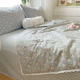 Triogift Pure Cotton Summer Cooling Duvet Four-Piece Set Lace Soybean Fiber Airable Cover