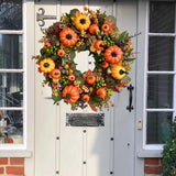 Triogift  45cm Fall Wreaths for Front Door Autumn Wreath with Berry Pumpkin Maple Leaves Thanksgiving Harvest Festival Home Decoration