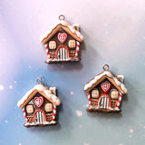 Triogift 10pcs Christmas Snow House Resin Charms Kawaii Cartoon Pendant For Earring DIY Jewelry Make