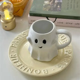 Triogift  -  Cute Ghost Water Cup Breakfast Milk Cup Creative Ceramic Mug Afternoon Tea Coffee Cup Household Drinking Halloween Gift