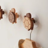 Triogift Household Solid Wood Hook Kitchen Item Wall Hook Hanger Punch Creative Animal Turtle Decorative Hooks Coat Rack Home Storage