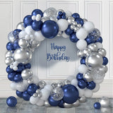 Triogift Navy Blue Silver Balloon Garland Arch Kit Confetti Ballons Birthday Party Decor Kids Baby Shower Graduation Decor Wedding Supply