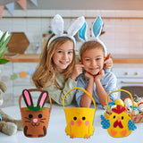 Triogift  Easter Bunny Ear Gift Bag Felt Egg Carrot Chick Treat Basket Candy Cookie Bag for Kids Favors Easter Party Decoration Supplies