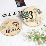 Triogift Jungle Animals Theme Wooden Baby Monthly Milestone Photo Cards Photography Props Baby And Pregnancy Growth Announcement Cards