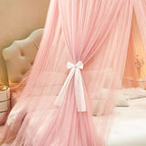 Triogift Hung Dome Mosquito Net for Baby Children Princess Style Round Top Double Layer Yarn Suspended Ceiling