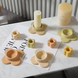 Triogift Ceramic Candle Holder Pillar Candlesticks Holder for Centerpieces Wedding Decorations Flower Shape Minimal Candle Stick Holder