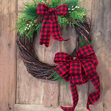 Triogift 6m Christmas Plaid Ribbon Snowflake Buffalo Plaid Linen Ribbons Xmas Tree DIY Bows Christmas Wreath Gift Wrapping Ribbon Decor