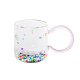 Triogift  -   Shining Fairy Double Layer Quicksand Water Cup Big Ear Coffee Breakfast Heat Insulation Bubble Sequin Creative Glass