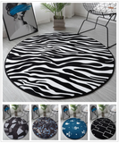 Triogift Black White Print Zebra Rug Round Chair Mats Anti-slip Kids Play Floormat Living Room Area Rug Kitchen Bedroom Carpet Doormat