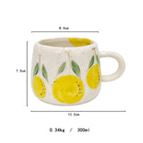 Triogift 1pc 300ml Vibrant Fruit Themed Ceramic Coffee Mug All Occasions Gift Children's Porcelain Cup Breakfast Cup and Plate Drinkware