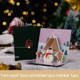 Triogift 3D Pop UP Santa Cards Folding Merry Christmas Greeting Cards Xmas Gift for New Year Blessing Postcard Thank You Cards Decoration