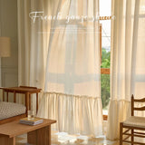 Triogift  French Romantic and Elegant Rococo Living Room Decorative Curtains Bedroom High-grade Cotton and Linen Cream IG Blackout Curtain