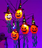 Triogift 5pcs LED Halloween Pumpkin Outdoor Light Battery Power Horror Grimace Glowing Party Props Halloween Decoration