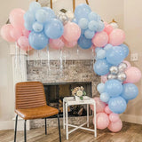 Triogift Baby Shower Decor Balloons Garland Pastel Pink Blue Silver Balloon Arch Kit Kids Birthday Party Gender Reveal Decoration Globos