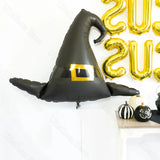 Triogift 1/2/5Pcs Witch Hat Foil Balloons Aluminum Helium Large Halloween Black Witch Hat Balloons for Birthday Halloween Decoration 2024