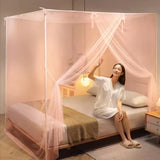 Triogift  Square Mosquito Net bed canopy King Bed tent double bed mosquito nets curtain pink room decor