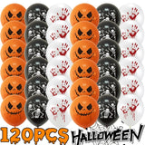 Triogift 120/12Pcs Halloween Balloons Sets Orange Black Pumpkin Ghost Inflatable Foil Balloon Halloween Themed Party Decoration Supplies