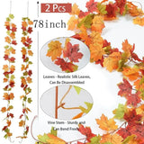 Triogift 2M Artificial Fall Maple Leaf Garland Fake Plants Autumn Decor Leaves Vine for Thanksgiving Halloween Festivals Wedding Decora