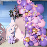 Triogift Butterfly Pink Purple Balloon Garland Arch Kit Birthday Party Decor Kids Baby Shower Latex Ballon Chain Wedding Party Supplies