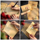 Triogift 6pcs Vintage Christmas Kraft Letter Paper Santa Claus Snowman Letter Pad Gift Envelopes Xmas Party DIY Invitation Greeting Card