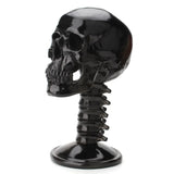 Triogift  Resin Back Skull Decoration Helmet Glasses Bracket Black Skull with Spine Table Decoration Figurines & Miniatures Crafts