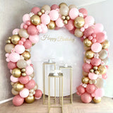 Triogift Retro Pink Pastel Macaron Balloons Garland Arch Kit Wedding Birthday Party Decoration Girls Baby Shower Rose Gold Ballon Chain