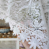 Triogift 1PC Romantic Hollow Lace Short Curtain for Kitchen White Sheer Drape Cabinet Dustproof Study Special Rod