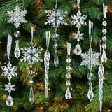 Triogift 10pcs Christmas Decoration Snowflake Simulation Ice Pendants Xmas Tree Hanging Ornaments fake Icicle Winter Party Home Decor