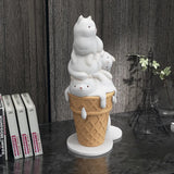 Triogift Ice Cream Cat Sculpture Resin Figurines For Bookcase Shelf Modern Home Room Decor Creative Animal Figures Best Gift New