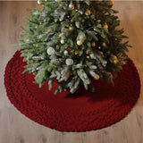 Triogift White and Red Christmas Tree Skirt, Foot Carpet, Christmas Decoration for Home, 48Inch