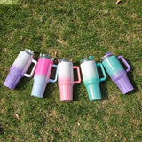 Triogift  -  1pc 40oz Thermos Bottle Vaccuum Bottle Stainless Steel Cup Thermal Water Bottle with Handle Rainbow Thermal Mug Car Leakproof