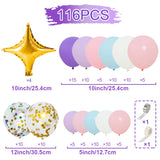 Triogift 116pcs Purple Pink Rainbow Balloon Garland Arch Kit Wedding Unicorn Birthday Party Decor Kid Baby Shower Birthday Latex Balloons