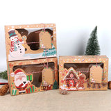 Triogift Christmas Candy Cookies Boxes Kraft Paper Gift Box Food Bakery Treat Boxes with Clear Window Navidad decor Xmas Gift Bag Noel