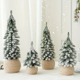 Triogift Mini Christmas Tree Artificial Small Snow Pine Xmas Tree Decorations New Year Party Ornaments Gifts Home Table Decor