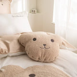 Triogift  Lovely Bear Embroidery Pure Cotton Bedding Set High-end 60s Long-staple Cotton Duvet Cover Set with Sheet Bed Set 3 Pcs To 7 Pcs