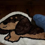 Triogift Cute Dachshund Dog Carpet Stain Resistant Imitation Cashmere Carpet Living Room Sofa Children's Room Bedside Mat Home Decoration